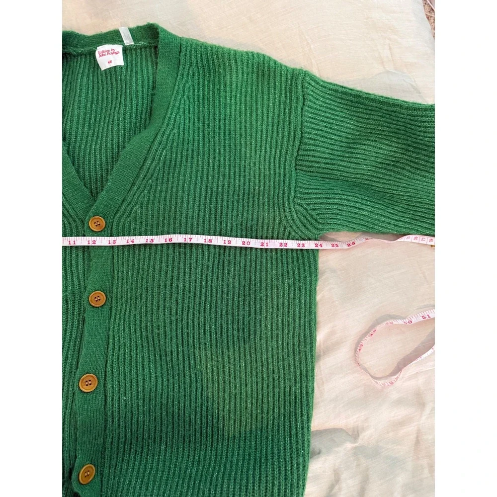 H&M Green Ribbed Button-Up Cardigan - Picture 2 of 7